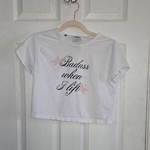 Gymshark White Crop Top with Pink Accents